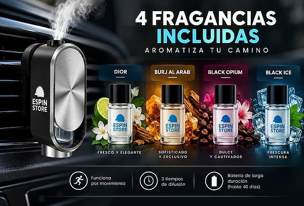 Aromatizador Inteligente para auto + 4 perfumes exclusivos