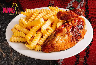 ¡A la Brasa con Amor! 1/2 Pollo + Papas Fritas en Pappas Grill