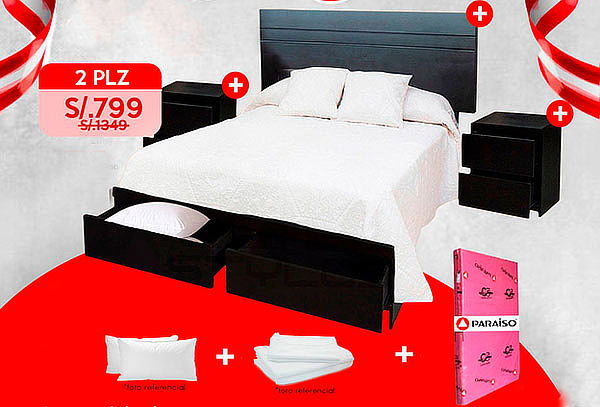 Juego de Dormitorio Completo 2 PLZ + Almohadas y Más