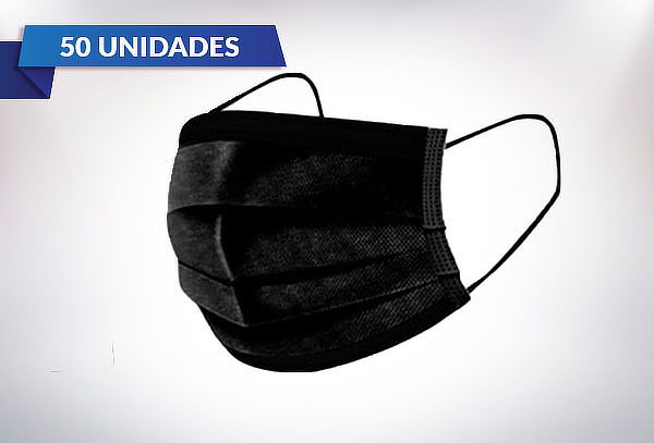 ¡OFERTÓN! Caja de 50 Mascarillas de 3 Pliegues, Color Negro